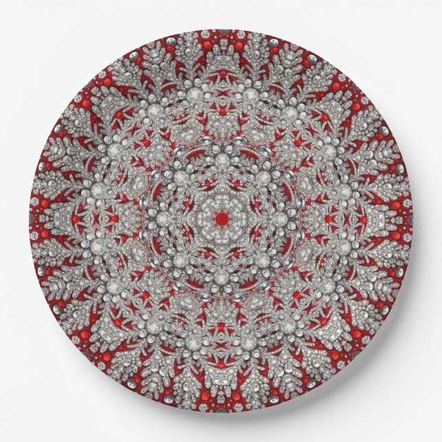 Assiettes En Carton Plaque en papier rouge de Noël (Devant)