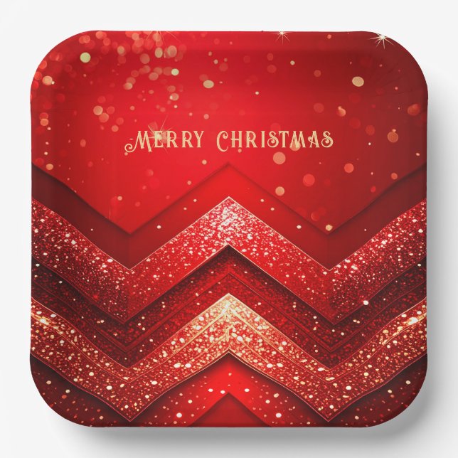 Assiettes En Carton Plaque en papier rouge de Noël (Recto)