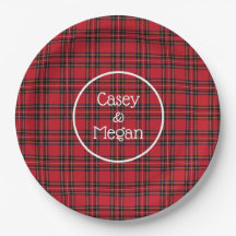 Plaque en papier tartan rouge
