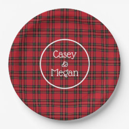 Assiettes En Carton Plaque en papier tartan rouge