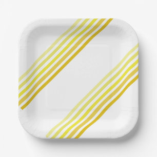 Assiettes En Carton Plaque en papier - Tons de diagonale jaune