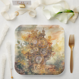 Assiettes En Carton Plaque en papier tour pour engrenages en vapeur