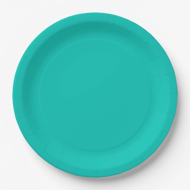 Assiettes En Carton Plaque en papier turquoise (Devant)