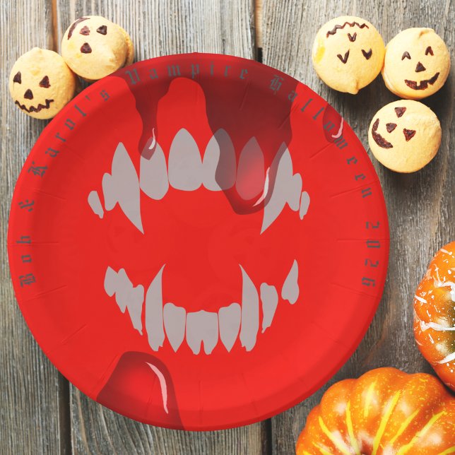 Assiettes En Carton Plaque en papier Vampire Bite Halloween (Vampire Bite Halloween Paper Plate)