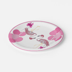 Assiettes En Carton Plaque Flamant rose Balloons