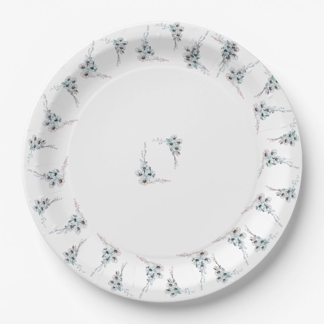 Assiettes En Carton Plaque florale (Devant)