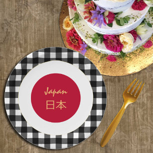 Assiettes En Carton Plaque japonaise, plaid de buffle et drapeau japon