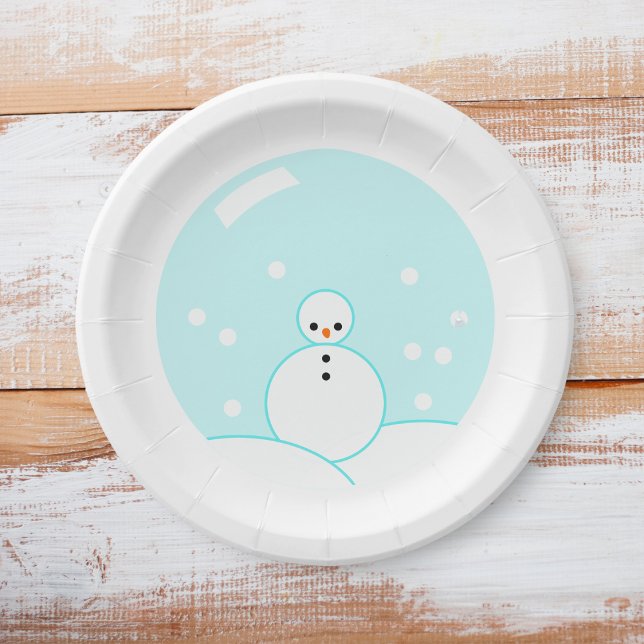 Assiettes En Carton Plaque Joyeuses Fêtes Snowglobe (Xmas Party Paper Plates)