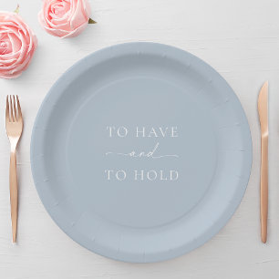 Assiettes En Carton Plaque Mariage bleu-poussiéreux - À AVOIR ET À TEN
