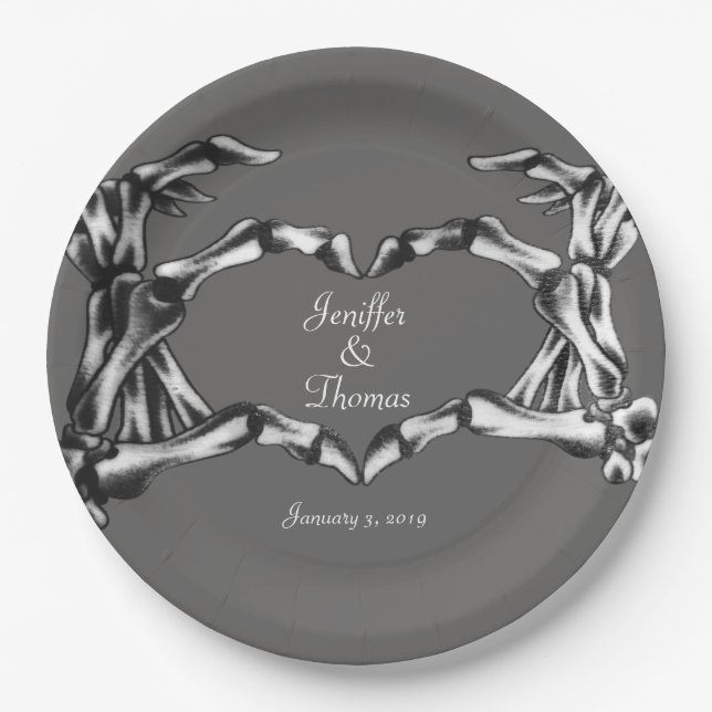 Assiettes En Carton Plaque Mariage Halloween Crâne (Devant)