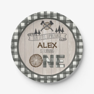 Assiettes En Carton Plaque papier 1er anniversaire de bûcheron - Axes