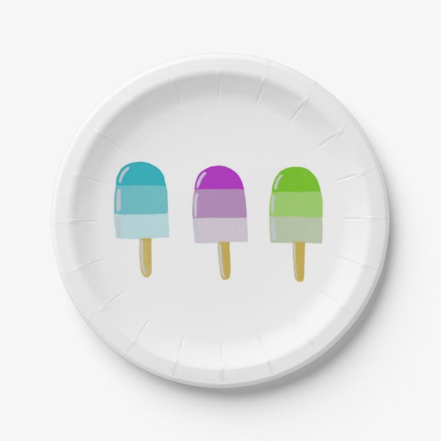 Assiettes En Carton Plaque Papier 7" Avec Posicle 3 Design (Devant)