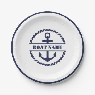 Assiettes En Carton Plaque papier Ancre bleu marine