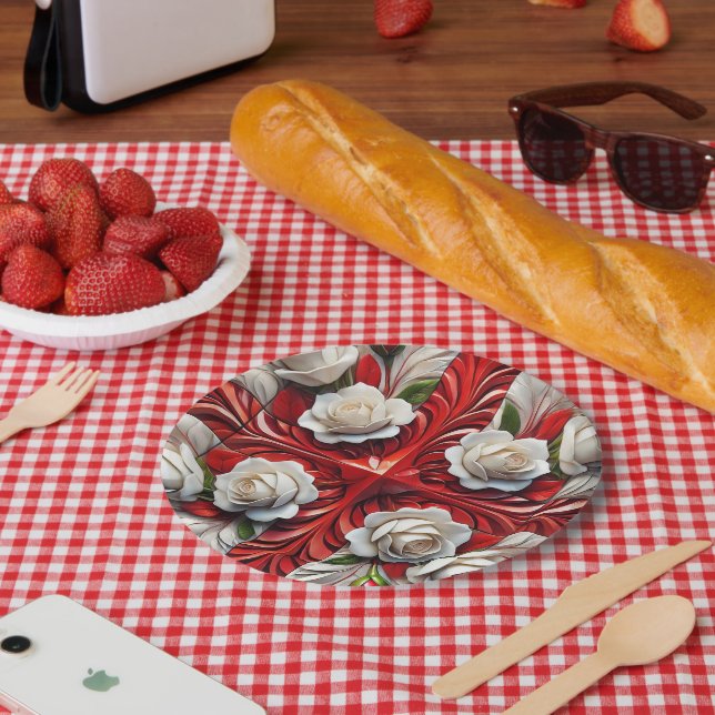 Assiettes En Carton Plaque papier avec design Rose anglais (Pique-nique)