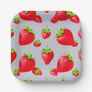 Assiettes En Carton Plaque papier avec motif fraise rouge
