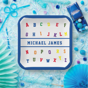 Assiettes En Carton Plaque papier Baby shower ABC Boy
