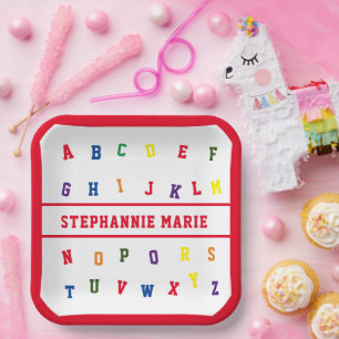 Assiettes En Carton Plaque papier Baby shower ABC Girl