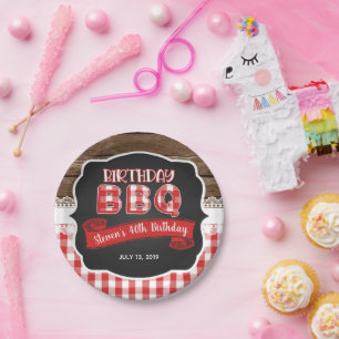 Assiettes En Carton Plaque papier BBQ Anniversaire - Rouge