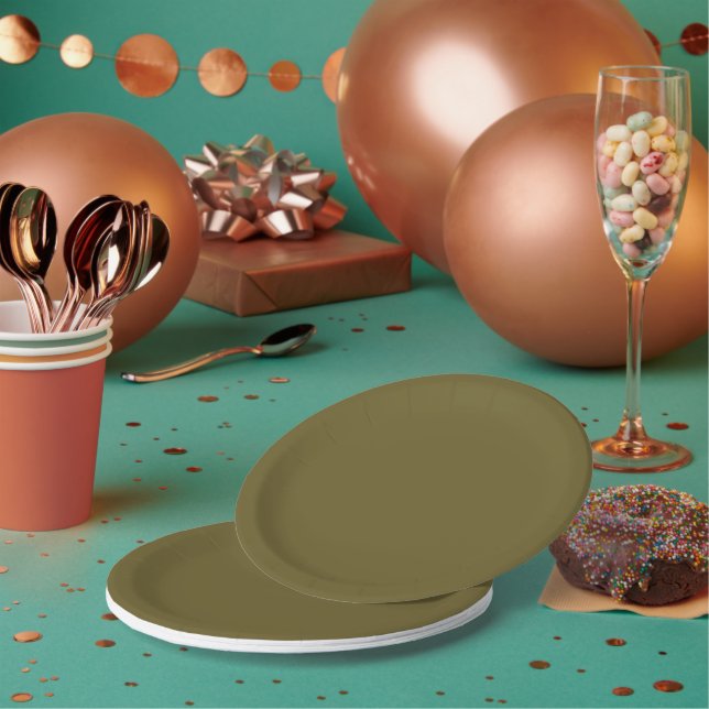 Assiettes En Carton Plaque papier Bean Green 7 pouces ronde (Multi)