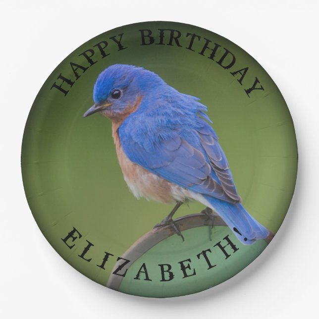 Assiettes En Carton Plaque papier Bluebird avec nom et anniversaire (Devant)
