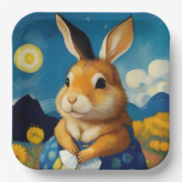 Assiettes En Carton Plaque papier Bunny Starry Spring