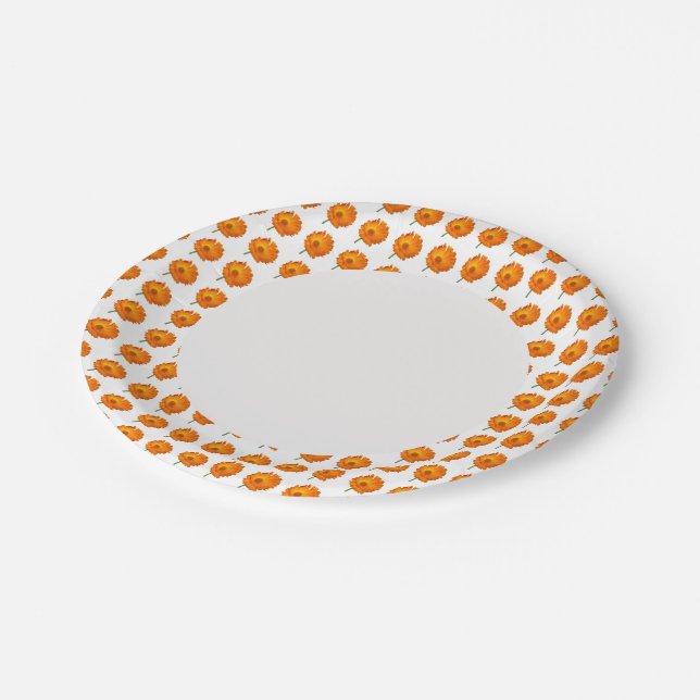 Assiettes En Carton Plaque papier - Calendula sur bord (Angle)