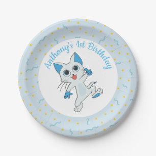 Assiettes En Carton Plaque Papier Chat Anniversaire