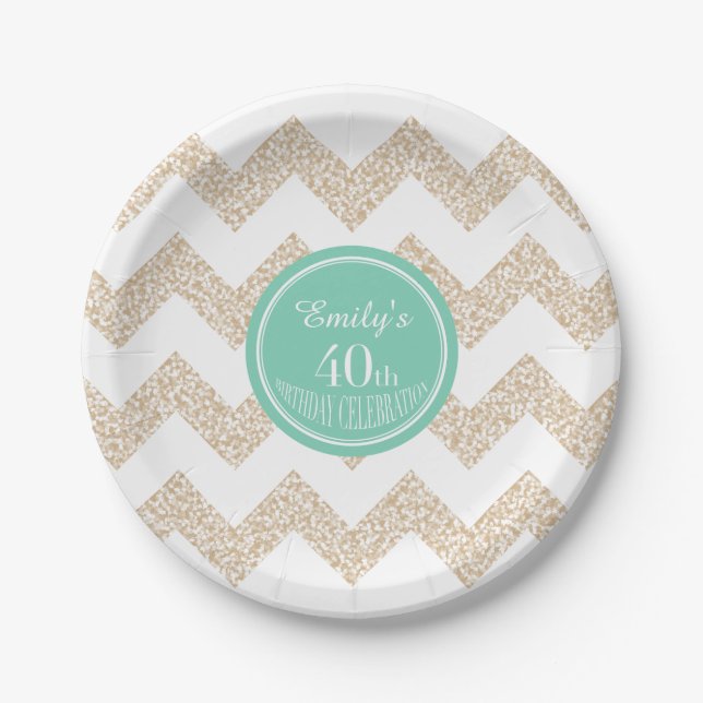 Assiettes En Carton Plaque papier Chevron 40e anniversaire Choisir la  (Devant)