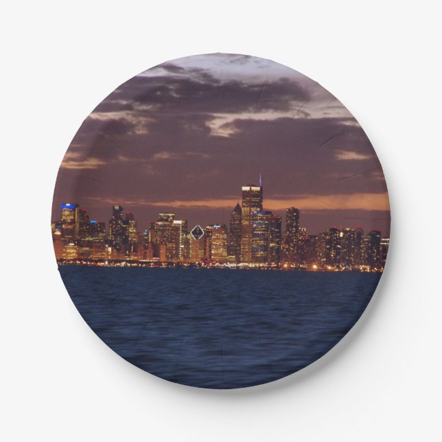 Assiettes En Carton Plaque papier Chicago Skyline (Devant)