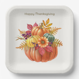 Assiettes En Carton Plaque papier Citrouille de Thanksgiving