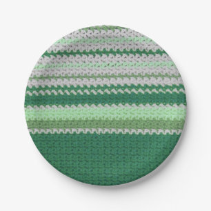 Assiettes En Carton Plaque papier - Crochet vert Motif rayé