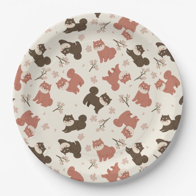 Assiettes En Carton Plaque Papier Cute Pups (Devant)
