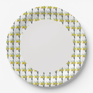 Assiettes En Carton Plaque papier - Daffodiques sur bord