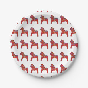 Assiettes En Carton Plaque papier Dala Horse Forest Lake