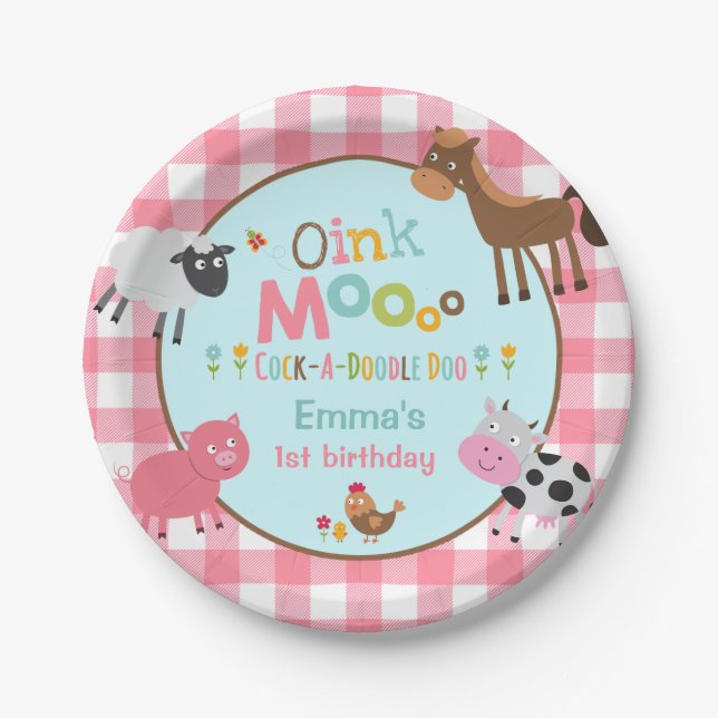 Assiettes En Carton Plaque papier d'anniversaire de ferme 7" Vieux par (Devant)