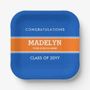 Assiettes En Carton Plaque papier de graduation personnalisée orange 