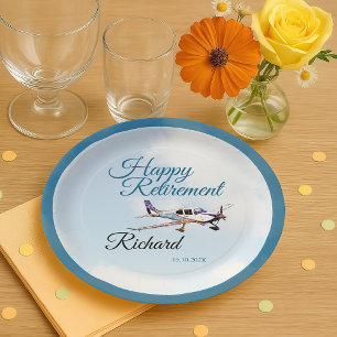 Assiettes En Carton Plaque papier de la partie de retraite avec avion