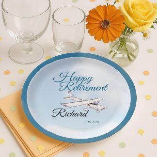 Assiettes En Carton Plaque papier de la partie de retraite avec avion 