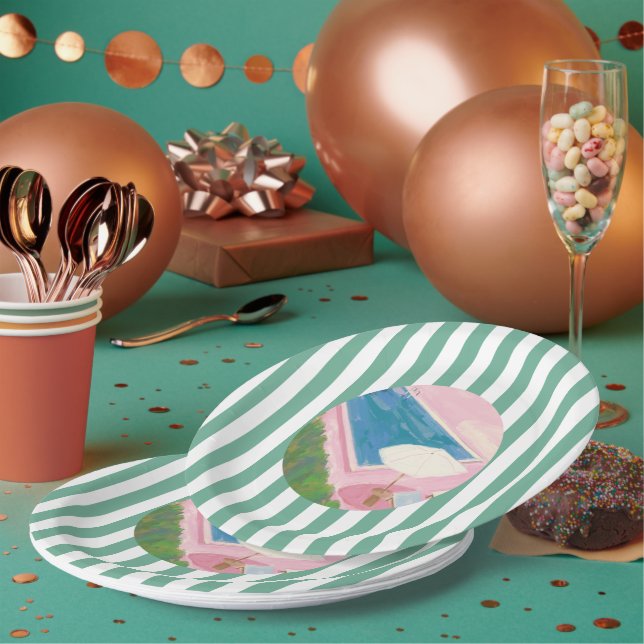 Assiettes En Carton plaque papier de la partie du pool preppy (Multi)