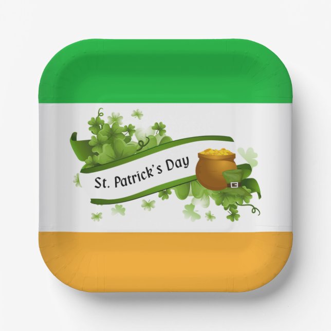 Assiettes En Carton Plaque papier de la Saint Patrick (Recto)