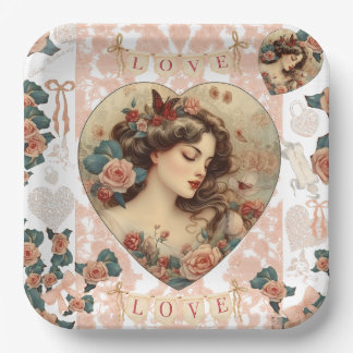Assiettes En Carton Plaque papier de la Saint-Valentin vintage