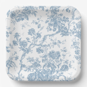 Assiettes En Carton Plaque papier de toile bleue de Jouy