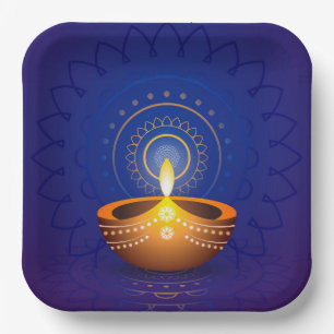 Assiettes En Carton Plaque papier Diwali Diya