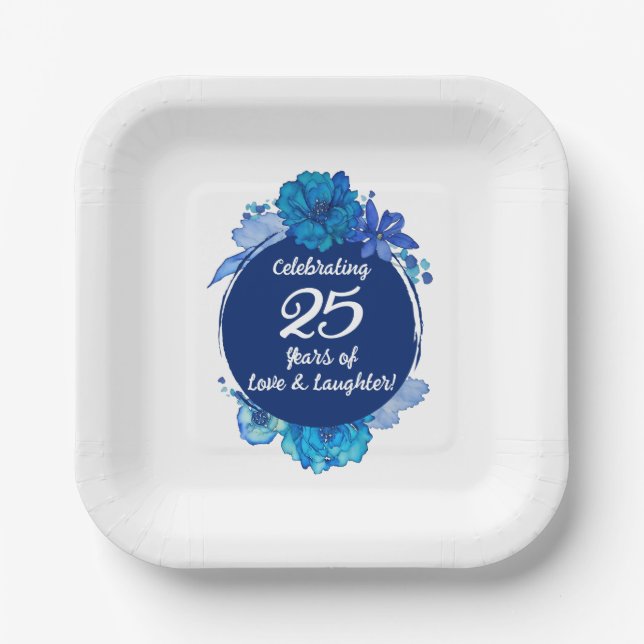 Assiettes En Carton Plaque papier du 25e anniversaire du Mariage (Recto)