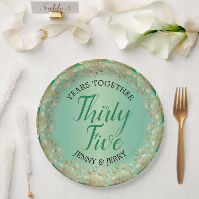 Assiettes En Carton Plaque papier du 36e anniversaire de Jade (Mariage)