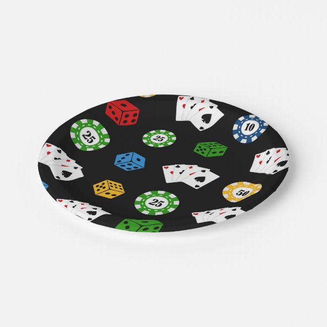 Assiettes En Carton Plaque papier du motif de jeu Casino (Angle)