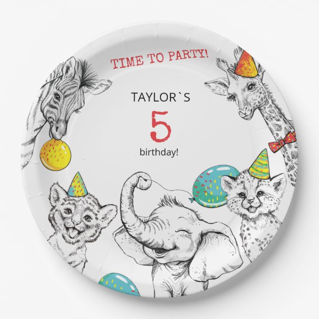 Assiettes En Carton Plaque papier du Parti du 5e anniversaire (Devant)