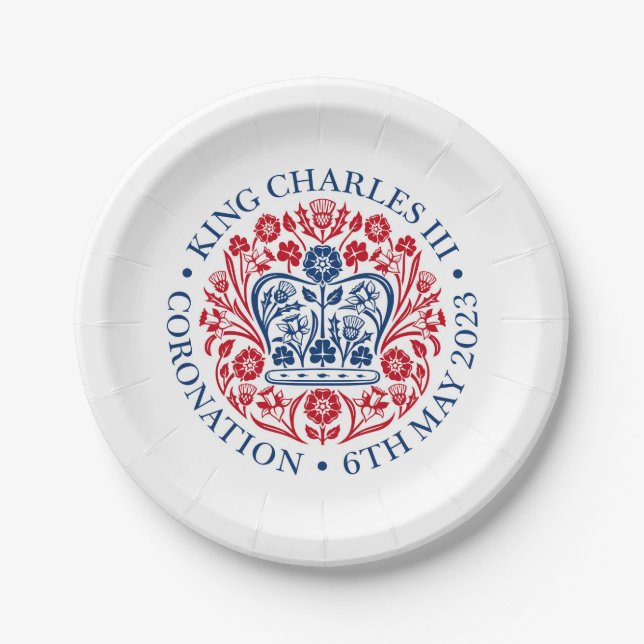 Assiettes En Carton Plaque papier Emblem King Charles III (Devant)