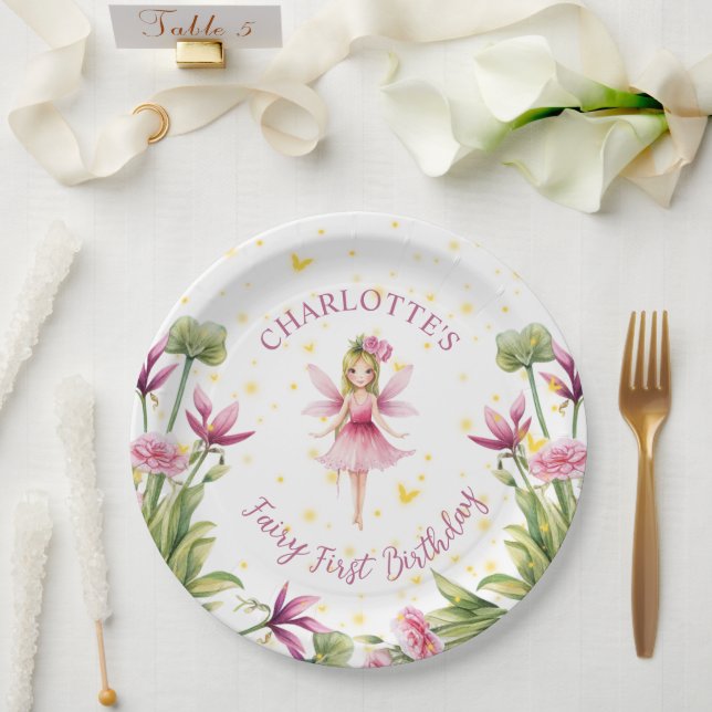 Assiettes En Carton Plaque papier Fairy First Birday Party (Mariage)