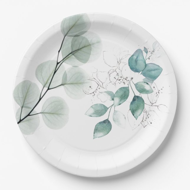 Assiettes En Carton Plaque papier feuille abstraite (Devant)